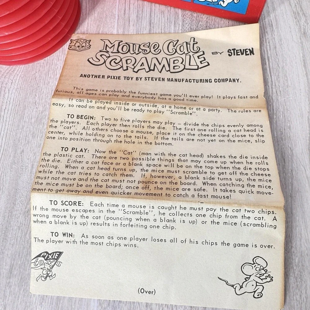 Vintage‎ Mouse Cat Scramble Game 1966 Steven Pixie Toys #775 with Box